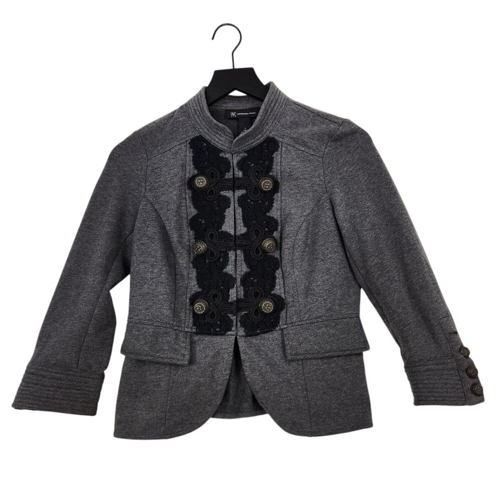 INC International Concepts Blazer Jacket Small Military Style Soutache Crochet